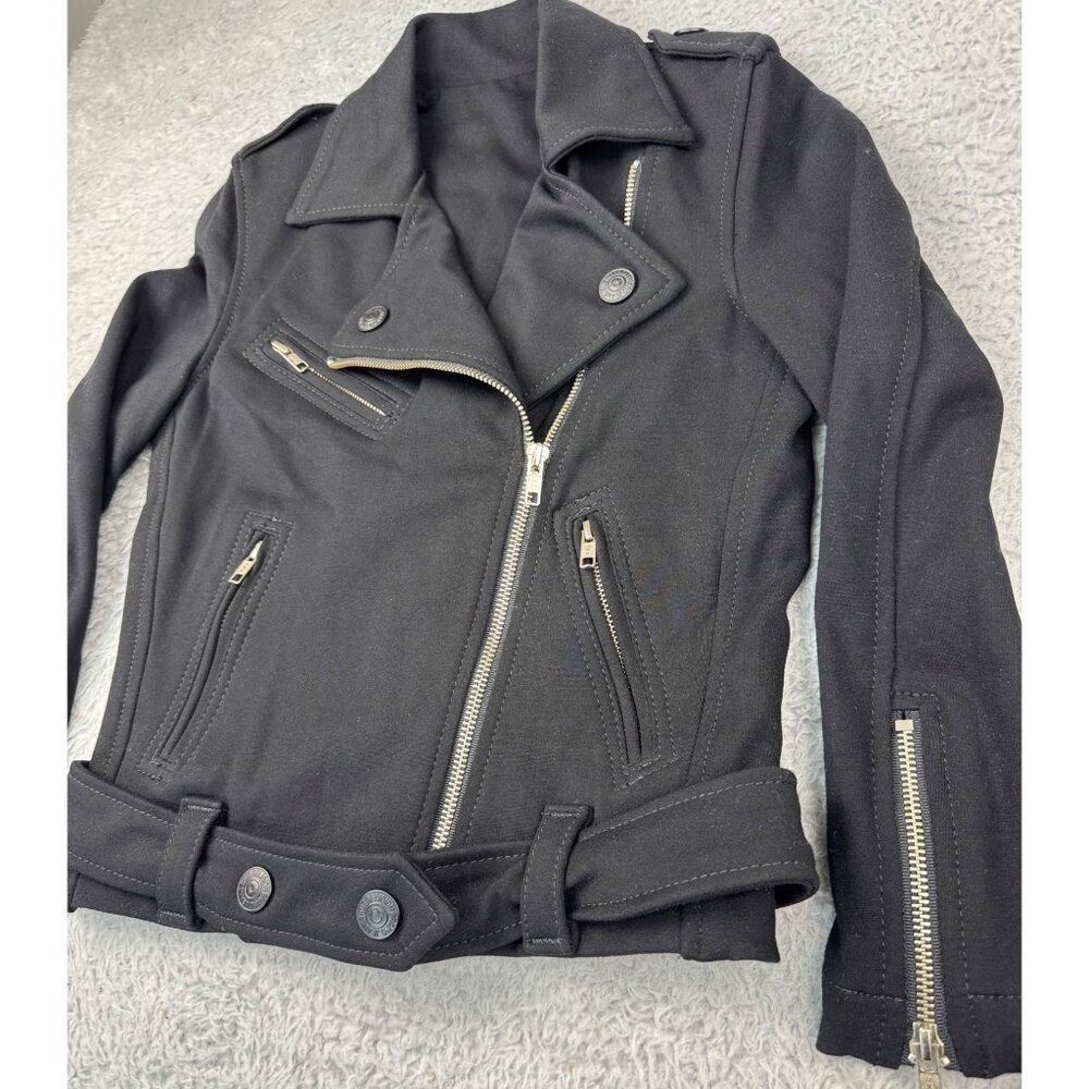 True Religion Womens S Black "Store Sample" Biker Jacket 90s Y2K Gothic Skater - Picture 8 of 14